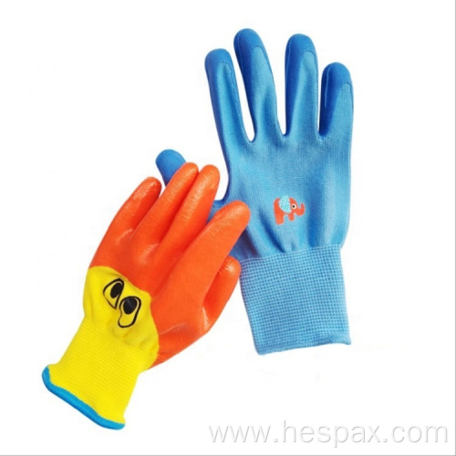 Hespax Outdoor Kids Gardening Latex Coated Safety Gloves